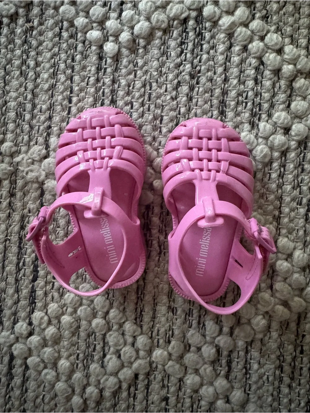 Mini Melissa Pink Woven Jelly Sandals